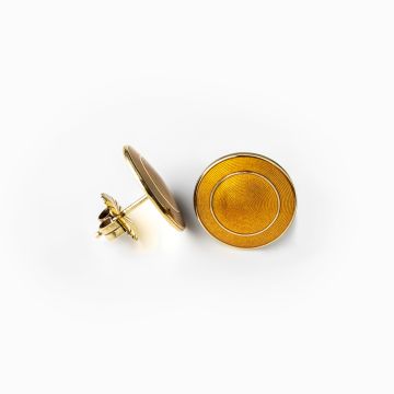 Øredobber. Nora Gulbrandsen, «Modell 1865». Oker emalje og forgylt sølv