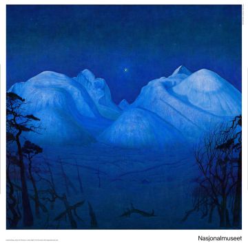 Plakat 50 x 50 cm. Harald Sohlberg, «Vinternatt i Rondane»