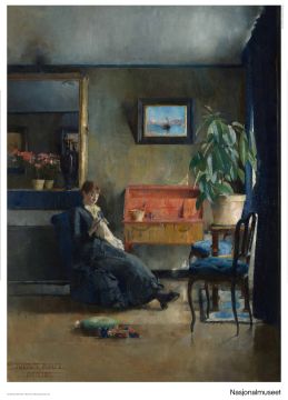 Plakat 50 x 70 cm. Harriet Backer, «Blått interiør»