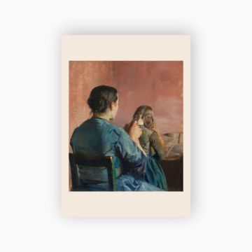 Postkort. Christian Krohg, «Håret flettes»