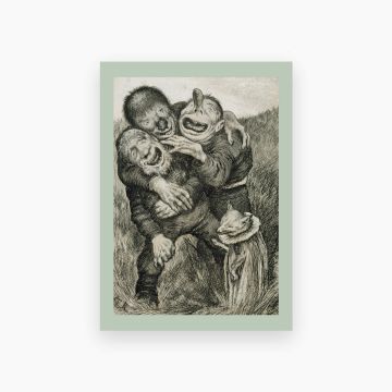 Kort. Theodor Kittelsen. Da slo trollene latterdøren opp på vid vegg 