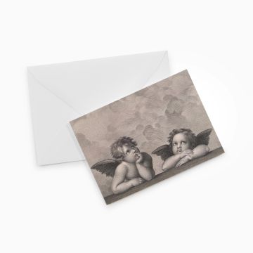 Kort med konvolutt. Johan Friedrich Wilhelm Müller, etter Rafael, «Det sixtinske Madonna»