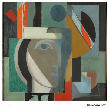 Plakat 50 x 50 cm. Ragnhild Kaarbø, «Komposisjon med hode»