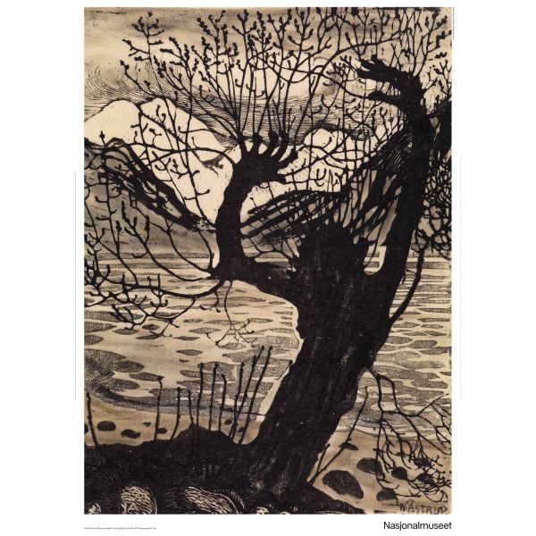Plakat 50 x 70 cm. Nikolai Astrup, «Vårnatt og seljekall»