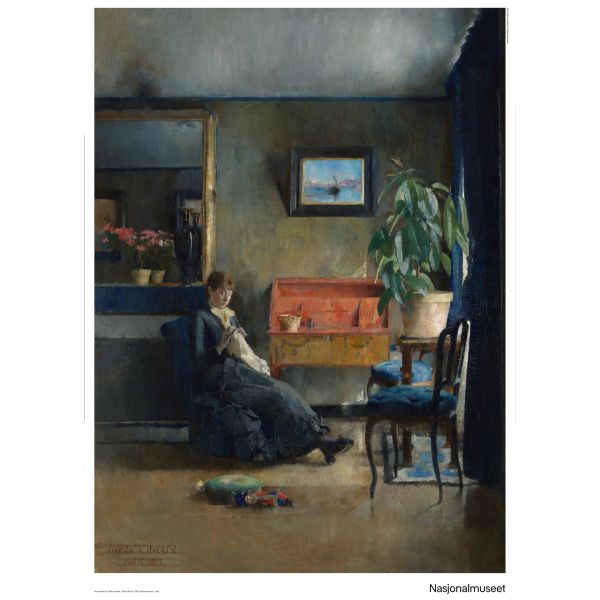Plakat 50 x 70 cm. Harriet Backer, «Blått interiør»