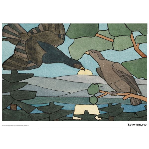 Plakat 50 x 70 cm. Hjørdis Grøntoft Raknerud, «Mønster til glassmaleri»