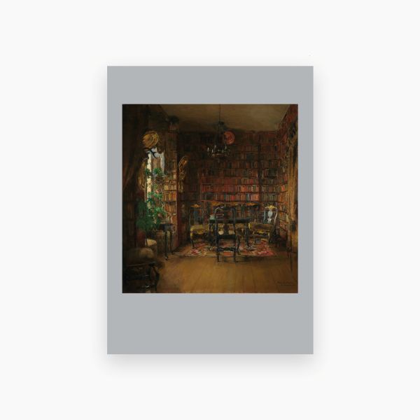 Postkort. Harriet Backer. Thorvald Boecks bibliotek