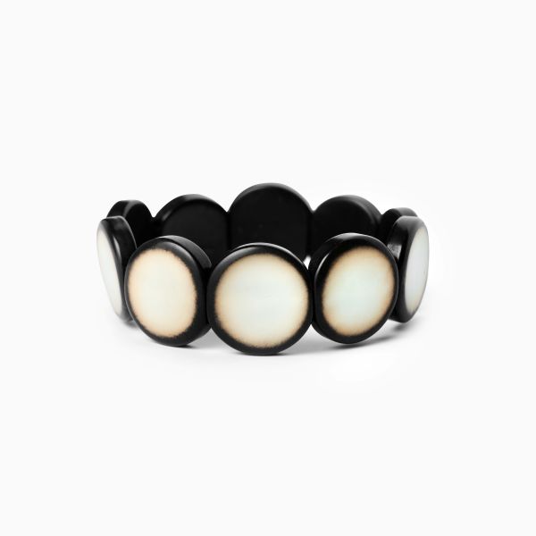 Armbånd. Angélica León, «Eclipse». Sort/hvit