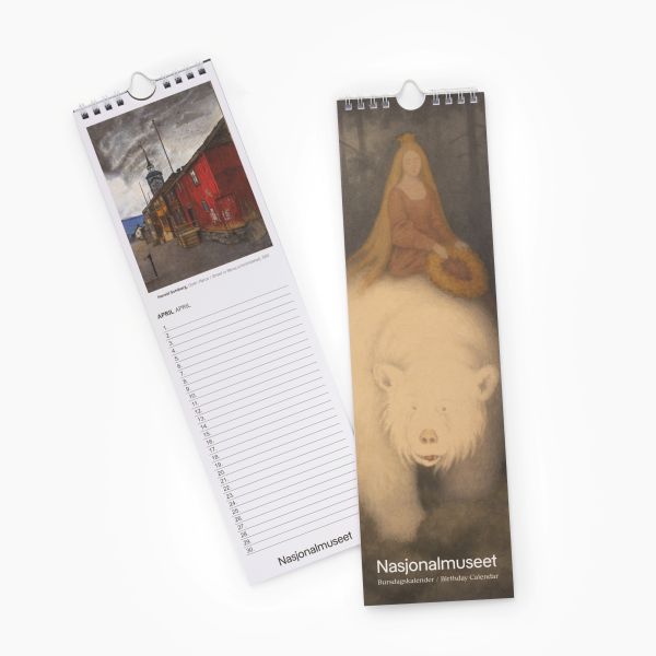 Bursdagkalender. 34 x 10 cm. «Kvitebjørn kong Valemon»