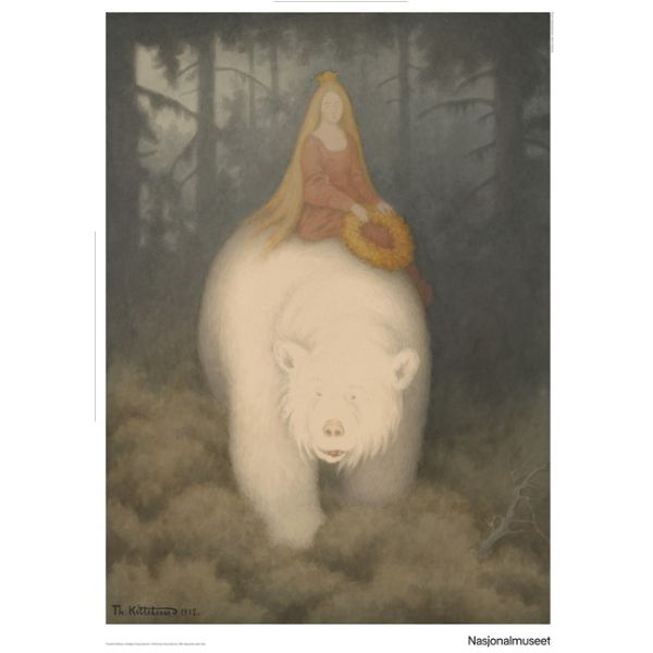 Plakat 50 x 70 cm. Theodor Kittelsen, «Kvitebjørn kong Valemon»