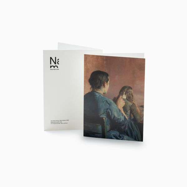 Kort med konvolutt. Christian Krohg, «Håret flettes»