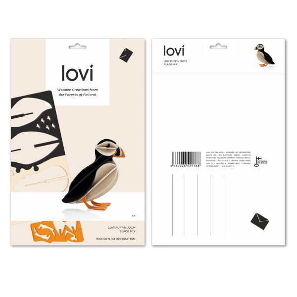 Lovi. Lundefugl 10 cm, svart