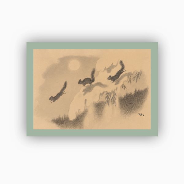 Postkort. Theodor Kittelsen, «A Vintereventyr. "Ekorn smaa, aahei! aahaa!"»