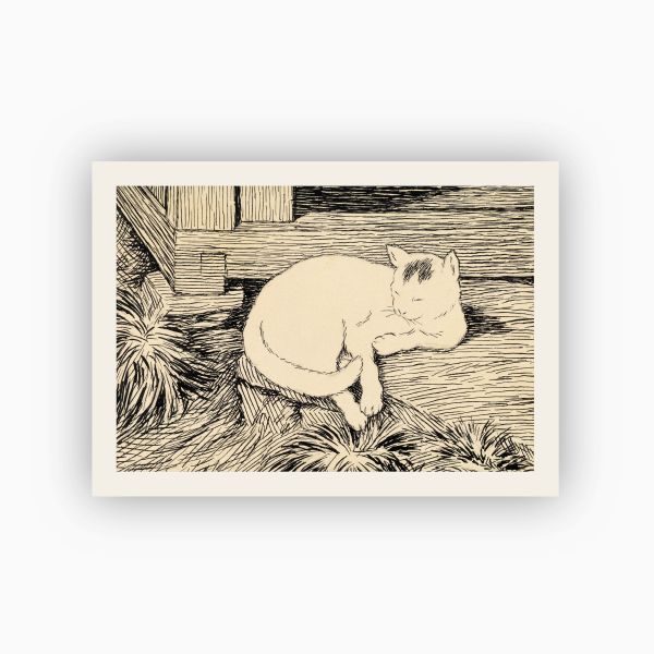 Postkort. Theodor Kittelsen, «Pus på hellen. Illustrasjon til Jacob Breda Bull, Fjeldkraaker og Skogstrold»