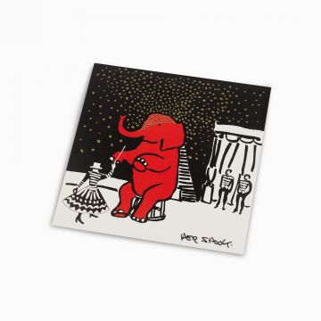 Kunstkort av Per Spook. Elefant 