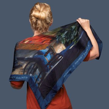 Silk Scarf 90 x 90 cm. Harriet Backer. "Blue interior". Holzweiler