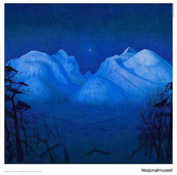 Poster 50 x 50 cm. Harald Sohlberg, "Winter Night in the Mountains"
