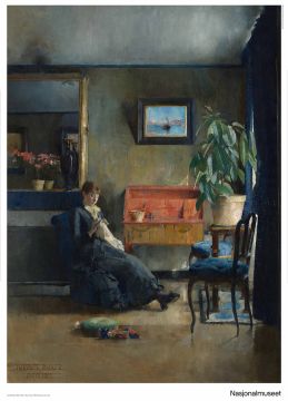 Poster 50 x 70 cm,. Harriet Backer, "Blue Interior"