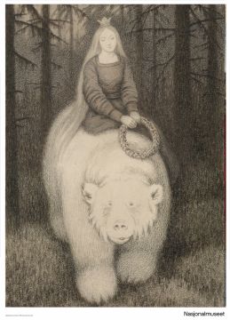 Plakat 50 x 70 cm. Theodor Kittelsen, Illustrasjon til «Kvitebjørn kong Valemon»