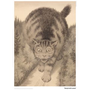 Plakat 50 x 70 cm. Theodor Kittelsen, «Så gikk kjetta langt og lenger enn langt»