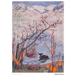 Plakat 50 x 70 cm. Nikolai Astrup, «Fugl på sten»