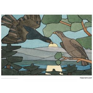 Plakat 50 x 70 cm. Hjørdis Grøntoft Raknerud, «Mønster til glassmaleri»