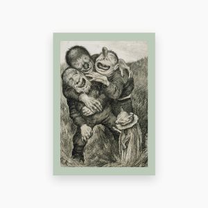 Kort. Theodor Kittelsen. Da slo trollene latterdøren opp på vid vegg 