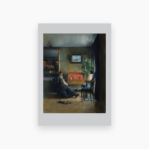 Postkort. Harriet Backer. Blått interiør 
