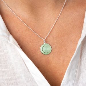 Necklace. Nora Gulbrandsen, "Model 1865". Green enamel and silver