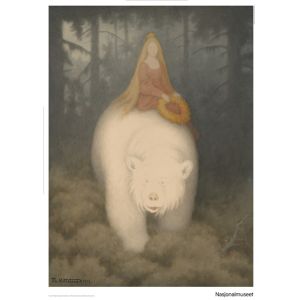 Plakat 50 x 70 cm. Theodor Kittelsen, «Kvitebjørn kong Valemon»