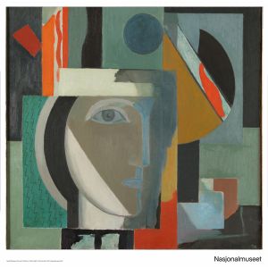 Plakat 50 x 50 cm. Ragnhild Kaarbø, «Komposisjon med hode»