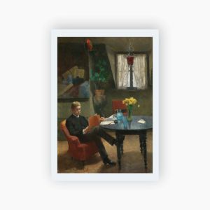 Postkort. Kitty Kielland, «Arne Garborg i kunstnerens atelier i Paris»