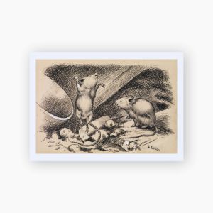 Postkort. Theodor Kittelsen, «Og så ble hun ør i toppen og fikk det i føttene, så hun tok til å renne og springe fra den ene øltønna og opp på den andre»