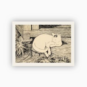 Postkort. Theodor Kittelsen, «Pus på hellen. Illustrasjon til Jacob Breda Bull, "Fjeldkraaker og Skogstrold"»