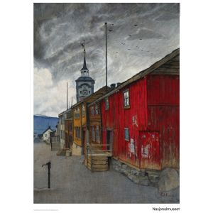 Plakat 50 x 70 cm. Harald Sohlberg, «Gate i Røros»